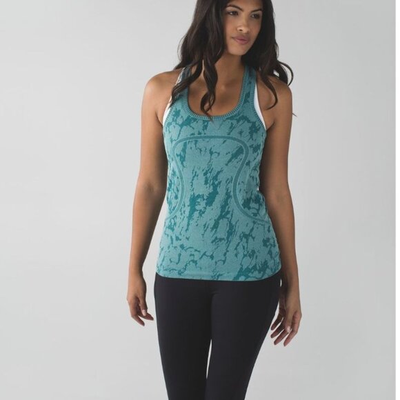 Lululemon Swiftly Tech Racerback Tank Heathered Forage Teal Size 6 Lightweight - Picture 1 of 7